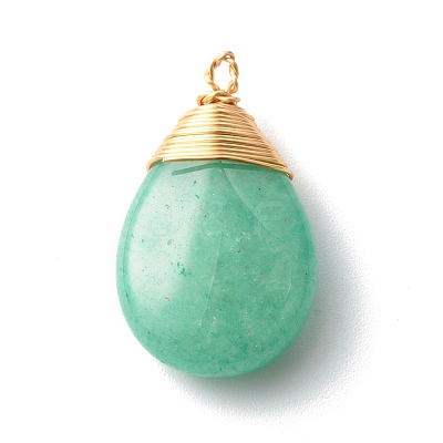 Natural Green Aventurine Pendants PALLOY-JF00779-1