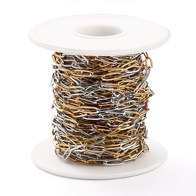 Two Tone 304 Stainless Steel Paperclip Chains CHS-B001-11B-1