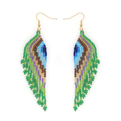 Bohemian Handmade Glass Seed Beads Tassel Dangle Earrings CB9270-3-1