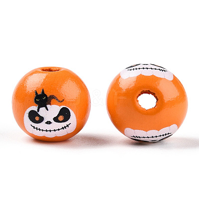 Halloween Theme Wood European Beads WOOD-N016-04B-1