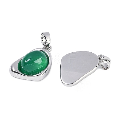 Natural Green Onyx Agate(Dyed & Heated) Pendants KK-U043-52P-01-1