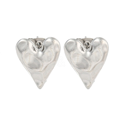 Non-Tarnish Heart 304 Stainless Steel Ear Studs EJEW-L290-025P-1