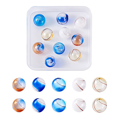 10Pcs 5 Colors Transparent Handmade Blown Glass Globe Beads GLAA-PJ0001-04-1