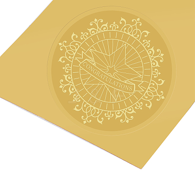 Plastic Self Adhesive Gold Foil Embossed Stickers DIY-WH0211-016-1