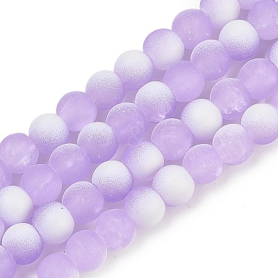 Frosted Crackle Glass Beads Strands GLAA-U001-8mm-M04-1