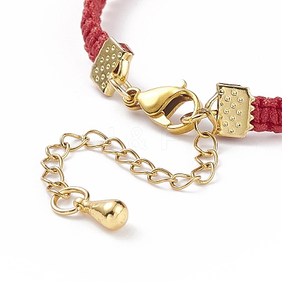Glass Braided Flower Link Bracelet for Women BJEW-TA00130-03-1