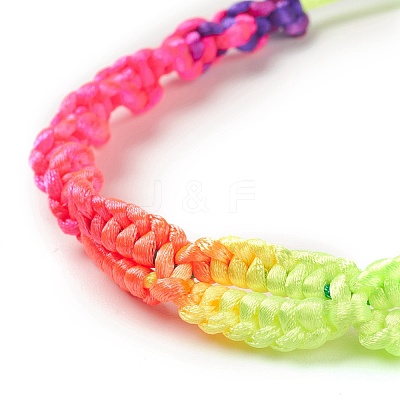 Rainbow Color Polyester Braided Adjustable Bracelet Making for Women BJEW-F454-05-1