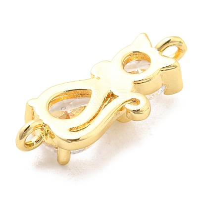 Brass Micro Pave Cubic Zirconia Kitten Links Connectors X1-ZIRC-G157-50G-1