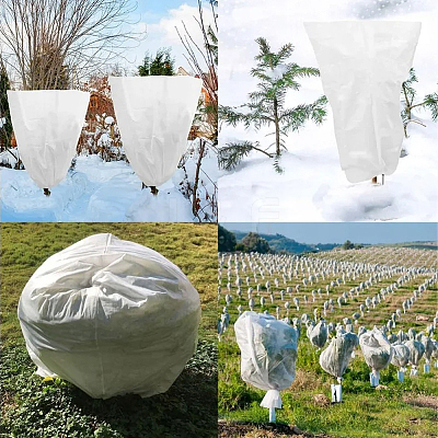Non-Woven Fabric Thickened Winter Plant Covers with Zipper Drawstring DIY-WH20816-001A-1