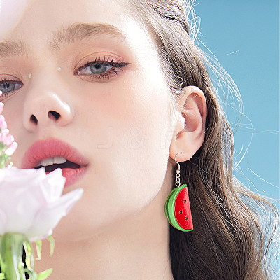 100Pcs DIY Watermelon Shape Dangle Earring Making Kits DIY-NB0005-30-1