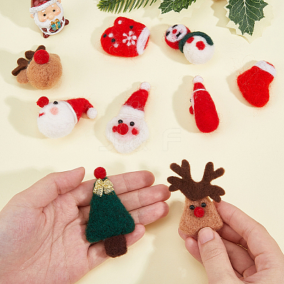 9Pcs 9 Styles Christmas Wool Needle Felting Crafts AJEW-FH0005-27-1