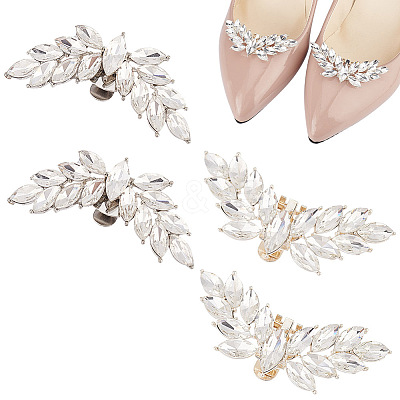 4Pcs 2 Colors Wing Alloy Rhinestone Shoe Decoration FIND-GO0002-27-1