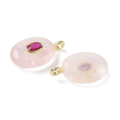 Natural Rose Quartz & Cubic Zirconia Pendants X-G-Z076-01G-20-1