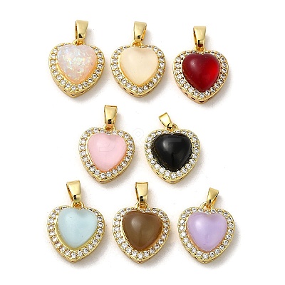 Rack Plating Brass Cubic Zirconia Pendants KK-K274-01G-1