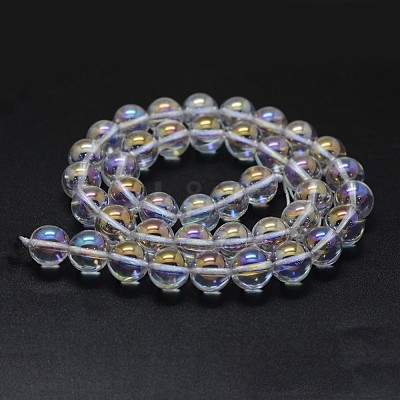 Electroplated Natural Quartz Crystal Beads Strands G-K285-09-8mm-02-1