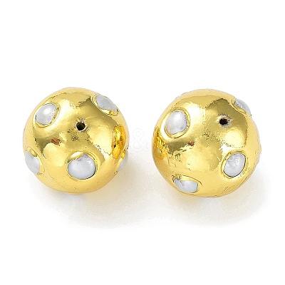 Rack Plating Brass Beads with Baroque Natural Keshi Pearl KK-K348-13G-1