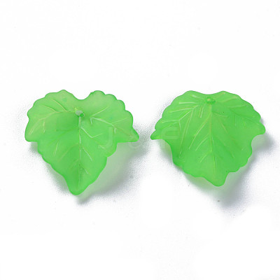 Frosted Transparent Acrylic Grape Leaf Pendants X-PAF002Y-7-1