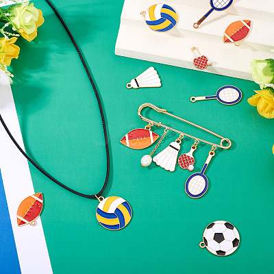 60Pcs 6 Styles Alloy Enamel Pendants ENAM-TA0002-96-1