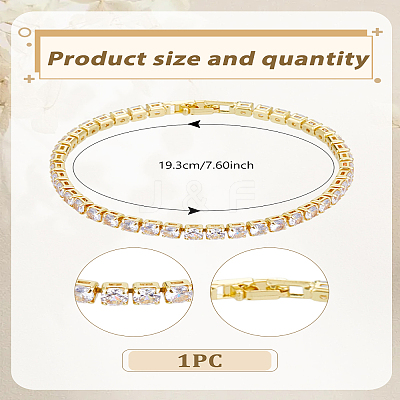 1Pc Brass Rhinestone Cup Chains Bracelets for Women BJEW-LP0015-19G-1