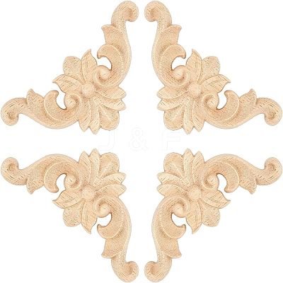 Natural Solid Wood Carved Onlay Applique Craft WOOD-FH0001-21-1