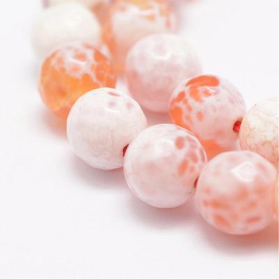 Faceted Natural Fire Crackle Agate Beads Strands G-F447-8mm-B03-1