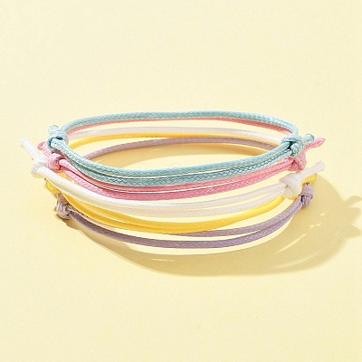 30Pcs 5 Color Adjustable Waxed Polyester Braided Cord Bracelets BJEW-FZ00016-1