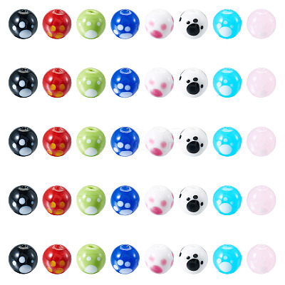 40Pcs 8 Colors Handmade Lampwork Beads LAMP-TA0001-54A-1