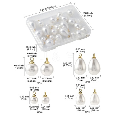 24Pcs 4 Styles ABS Plastic Imitation Pearl Charms KK-FS0001-79-1