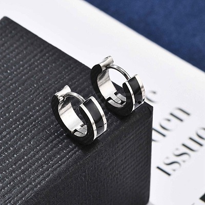 304 Stainless Steel Enamel Hoop Earrings EJEW-P300-03P-05-1