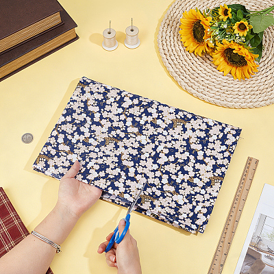 Japanese-style Cotton Sakura Pattern Fabric for Clothing & Decor DIY-WH0622-738-1
