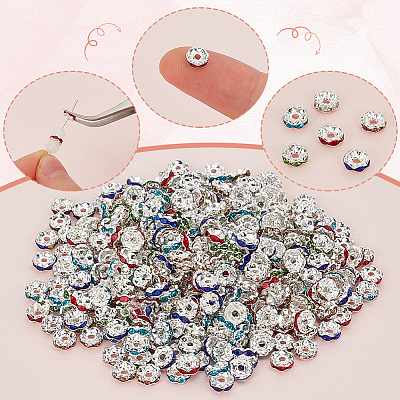 400Pcs Brass Acrylic Rhinestone Spacer Beads RB-SP0001-09A-1