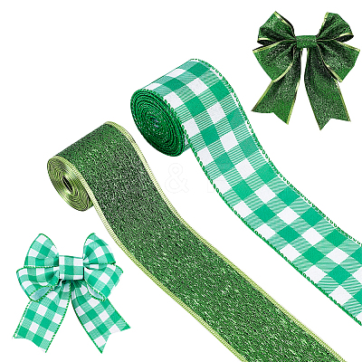 2 Rolls 2 Styles Polyester Ribbon OCOR-GA0001-52-1