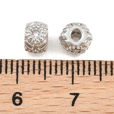 Brass Micro Pave Clear Cubic Zirconia Beads KK-CBA78C7-06P-1