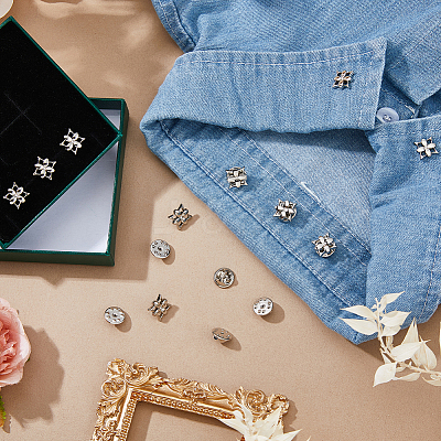 20Pcs Flower Alloy Rhinestone Lapel Pin Backs for Backpack Clothes JEWB-FH0002-72P-1
