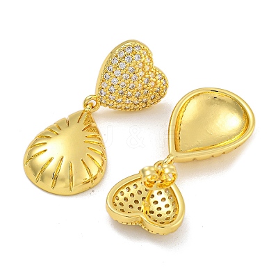 Rack Plating Brass Micro Pave Clear Cubic Zirconia Stud Earrings EJEW-I313-15D-G-1