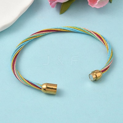 304 Stainless Steel with Polyester Metallic Cord Bracelets for Women BJEW-Z145-01G-33-1
