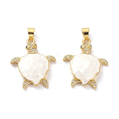 Real 18K Gold Plated Brass Micro Pave Clear Cubic Zirconia Pendants KK-D004-05G-D-1