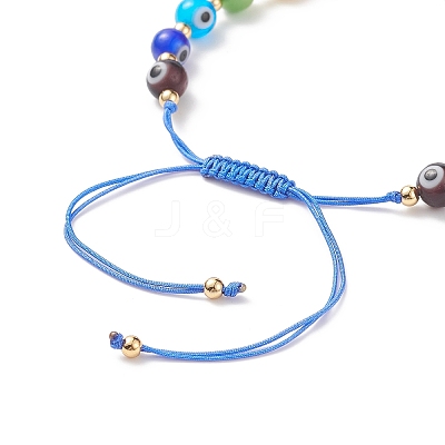 10Pcs 10 Style Lampwork Evil Eye Braided Bead Bracelets Set BJEW-JB08874-1