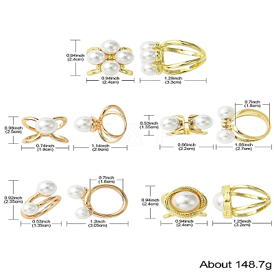 10Pcs 5 Styles Alloy with Plastic Scarf Buckle Ring AJEW-CJ0001-35-1