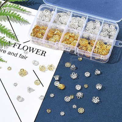 1180Pcs 10 Styles Iron Bead Caps IFIN-FS0001-45-1