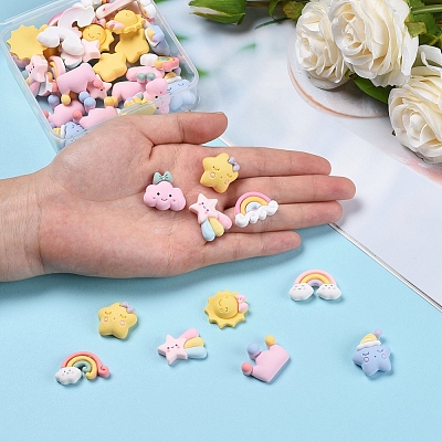 45Pcs 9 Style Opaque Resin Cabochons RESI-CJ0001-140-1
