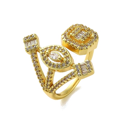 Brass with Cubic Zirconia Rings RJEW-B057-04G-01-1
