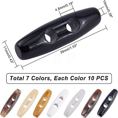 70Pcs 7 Colors Acrylic Button BUTT-NB0001-43-1