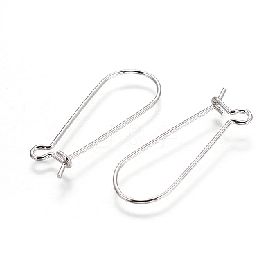 Rhodium Plated 925 Sterling Silver Earring Hoop Findings Kidney Wires Hooks 33x12.7mm Leverback Earrings STER-I005-07P-1