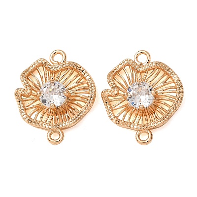Brass Pave Clear Cubic Zirconia Connector Charms CU-CBAEC99-11G-1