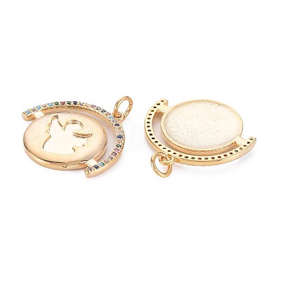 Brass Micro Pave Colorful Cubic Zirconia Enamel Settings KK-S364-113-1