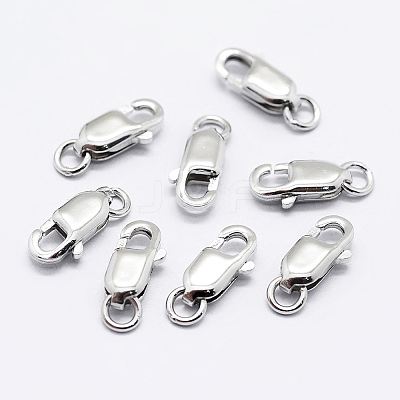 Anti-Tarnish Rhodium Plated 925 Sterling Silver Lobster Claw Clasps STER-K167-075E-P-1