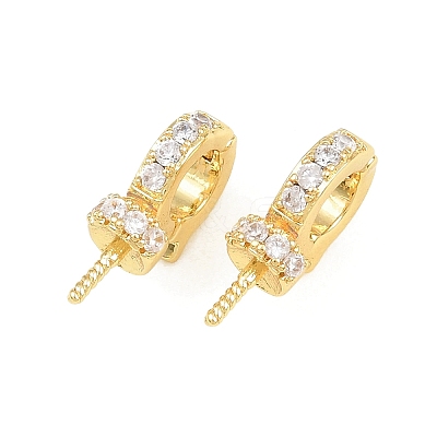 Brass Micro Pave Clear Cubic Zirconia Fold Over Clasps CU-CBA3901-01G-1
