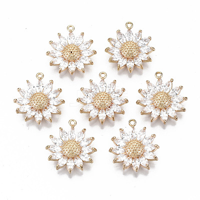 Brass Micro Pave Cubic Zirconia Pendants X-KK-S359-008-RS-1