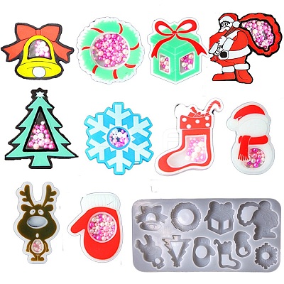 Christmas Theme DIY Tree/Santa Claus/Snowman Quicksand Silicone Molds DIY-E065-03-1
